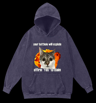 Boom Cat Vintage Washed 100% Cotton Hoodie