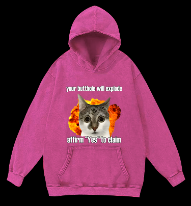 Boom Cat Vintage Washed 100% Cotton Hoodie