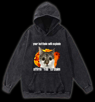 Boom Cat Vintage Washed 100% Cotton Hoodie