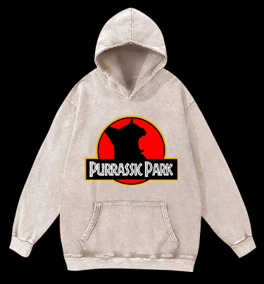 Purrassic Park Vintage Washed 100% Cotton Hoodie