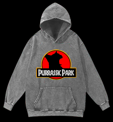 Purrassic Park Vintage Washed 100% Cotton Hoodie