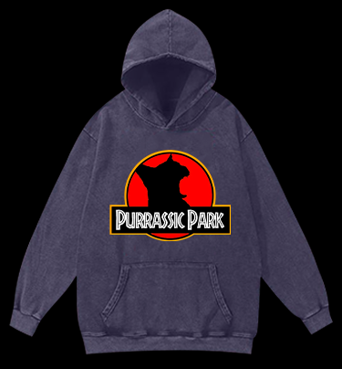 Purrassic Park Vintage Washed 100% Cotton Hoodie
