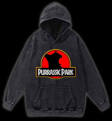 Purrassic Park Vintage Washed 100% Cotton Hoodie