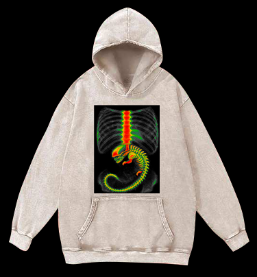 Xenomorph Monster Vintage Washed 100% Cotton Hoodie