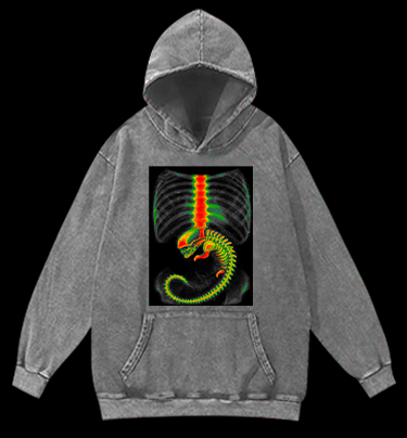 Xenomorph Monster Vintage Washed 100% Cotton Hoodie