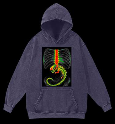 Xenomorph Monster Vintage Washed 100% Cotton Hoodie