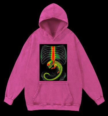 Xenomorph Monster Vintage Washed 100% Cotton Hoodie