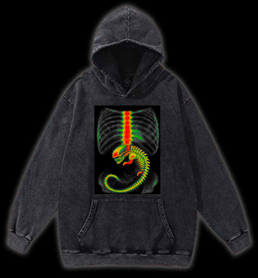 Xenomorph Monster Vintage Washed 100% Cotton Hoodie