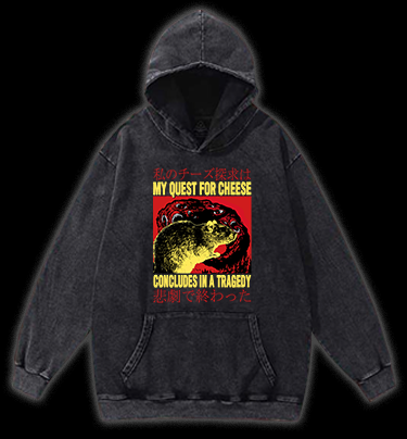 A Mouse, Cheese, and a Tragic End Vintage Washed 100% Cotton Hoodie