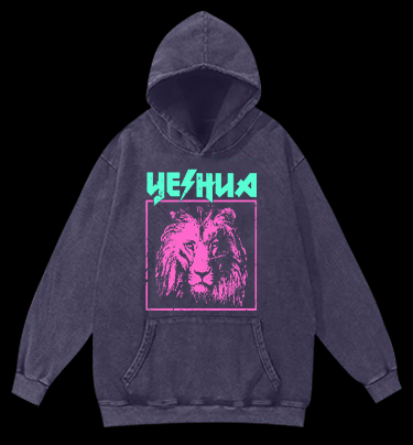 The Stylish Lion of YESHUA Monster Vintage Washed 100% Cotton Hoodie