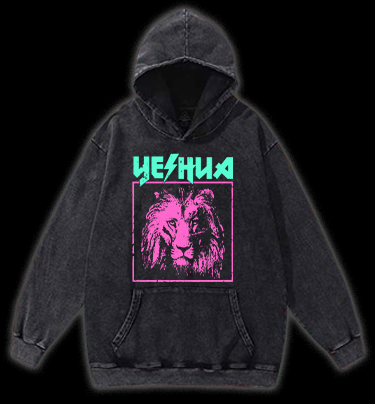 The Stylish Lion of YESHUA Monster Vintage Washed 100% Cotton Hoodie