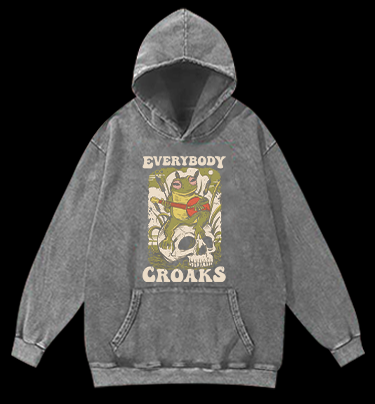 Frog on Skull Vintage Washed 100% Cotton Hoodie