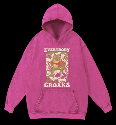 Frog on Skull Vintage Washed 100% Cotton Hoodie