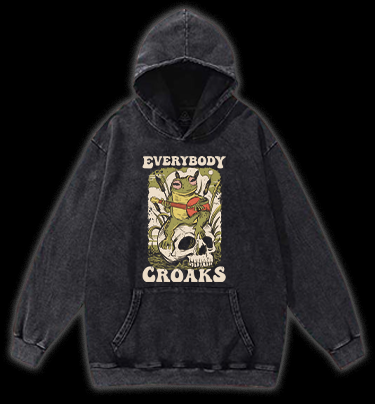 Frog on Skull Vintage Washed 100% Cotton Hoodie