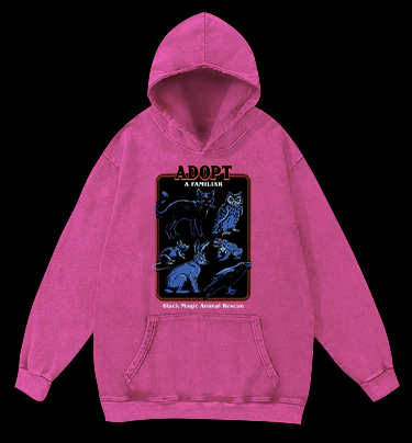 Witchy Familiar Animal Vintage Washed 100% Cotton Hoodie
