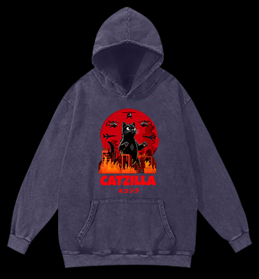 CATZILLA Monster Vintage Washed 100% Cotton Hoodie