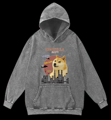 DOGEZILLA Vintage Washed 100% Cotton Hoodie