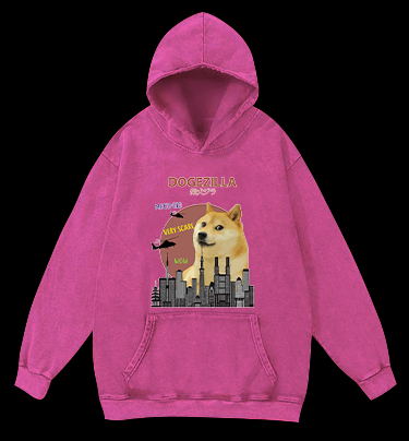 DOGEZILLA Vintage Washed 100% Cotton Hoodie