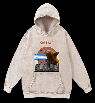 CATZILLA Vintage Washed 100% Cotton Hoodie