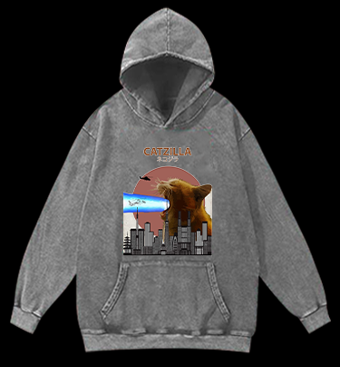 CATZILLA Vintage Washed 100% Cotton Hoodie