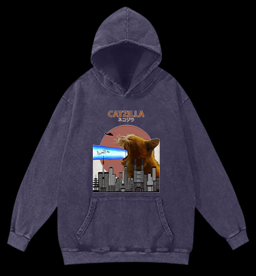 CATZILLA Vintage Washed 100% Cotton Hoodie
