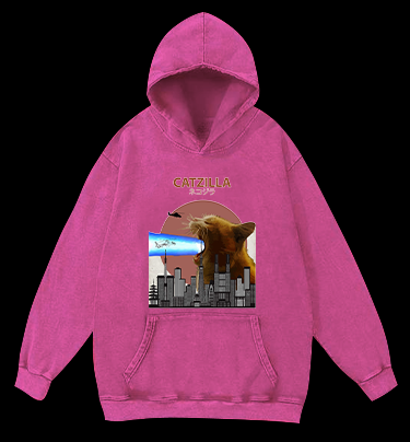 CATZILLA Vintage Washed 100% Cotton Hoodie