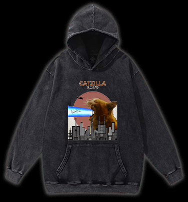 CATZILLA Vintage Washed 100% Cotton Hoodie