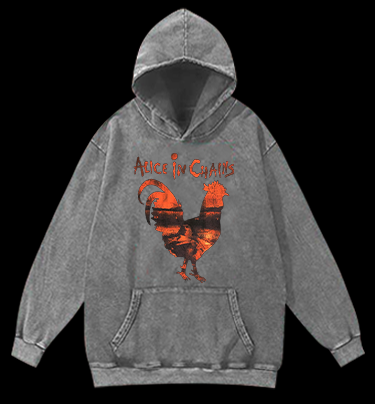 Alice In Chains Rooster Vintage Washed 100% Cotton Hoodie