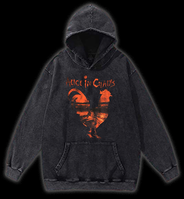 Alice In Chains Rooster Vintage Washed 100% Cotton Hoodie