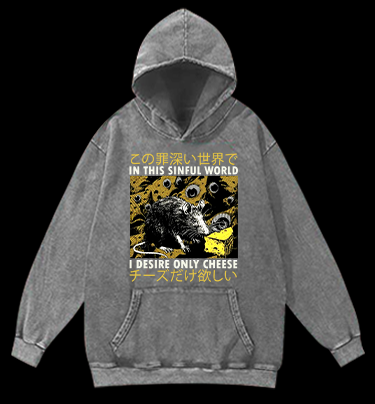Sinful World Mouse Monster Vintage Washed 100% Cotton Hoodie