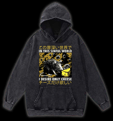 Sinful World Mouse Monster Vintage Washed 100% Cotton Hoodie