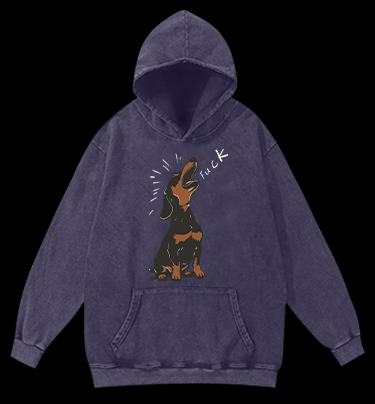 Dachshund fuck Vintage Washed 100% Cotton Hoodie