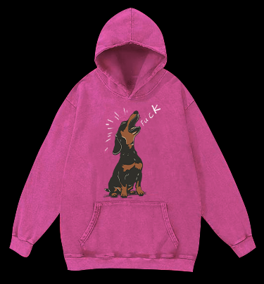 Dachshund fuck Vintage Washed 100% Cotton Hoodie