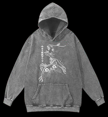 Cat Observers Vintage Washed 100% Cotton Hoodie