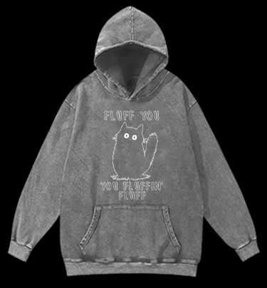 Fluffy Cat Attitude Vintage Washed 100% Cotton Hoodie