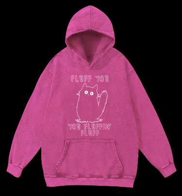 Fluffy Cat Attitude Vintage Washed 100% Cotton Hoodie