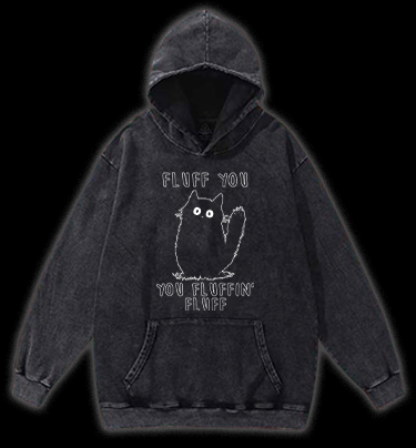 Fluffy Cat Attitude Vintage Washed 100% Cotton Hoodie