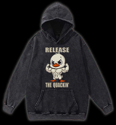 Quackin Duck Gym Vintage Washed 100% Cotton Hoodie