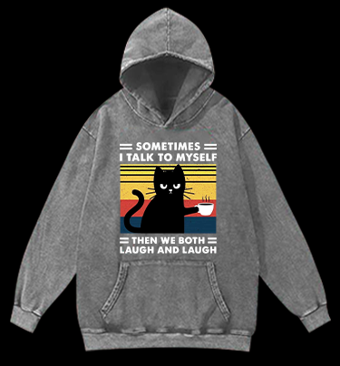 Cat Chats Vintage Washed 100% Cotton Hoodie