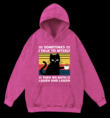 Cat Chats Vintage Washed 100% Cotton Hoodie