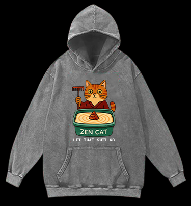 Zen Cat Vintage Washed 100% Cotton Hoodie