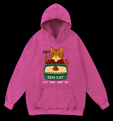Zen Cat Vintage Washed 100% Cotton Hoodie