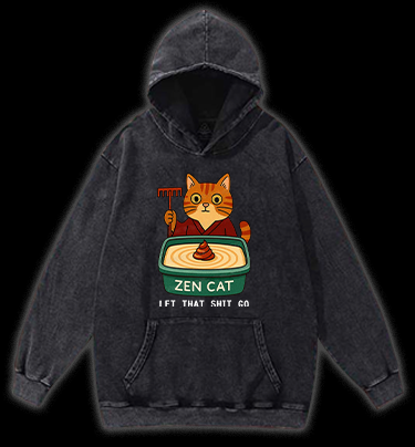 Zen Cat Vintage Washed 100% Cotton Hoodie