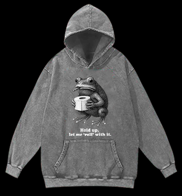 No Worries, Just Roll Frog Vintage Washed 100% Cotton Hoodie