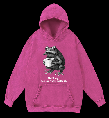 No Worries, Just Roll Frog Vintage Washed 100% Cotton Hoodie