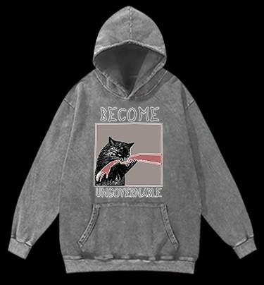 Unruly cat Vintage Washed 100% Cotton Hoodie
