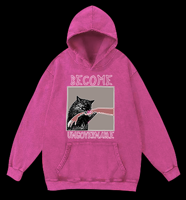 Unruly cat Vintage Washed 100% Cotton Hoodie