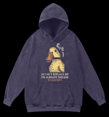 Smoking Duck says Bear Vintage Washed 100% Cotton Hoodie