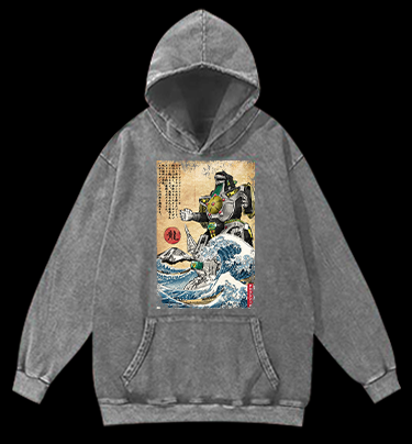 Godzilla Ukiyo-e Vintage Washed 100% Cotton Hoodie