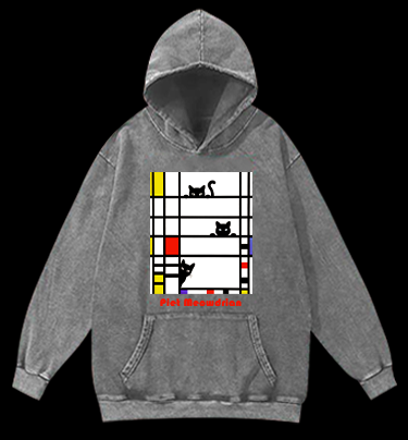Piet Cornelies Mondrian Vintage Washed 100% Cotton Hoodie